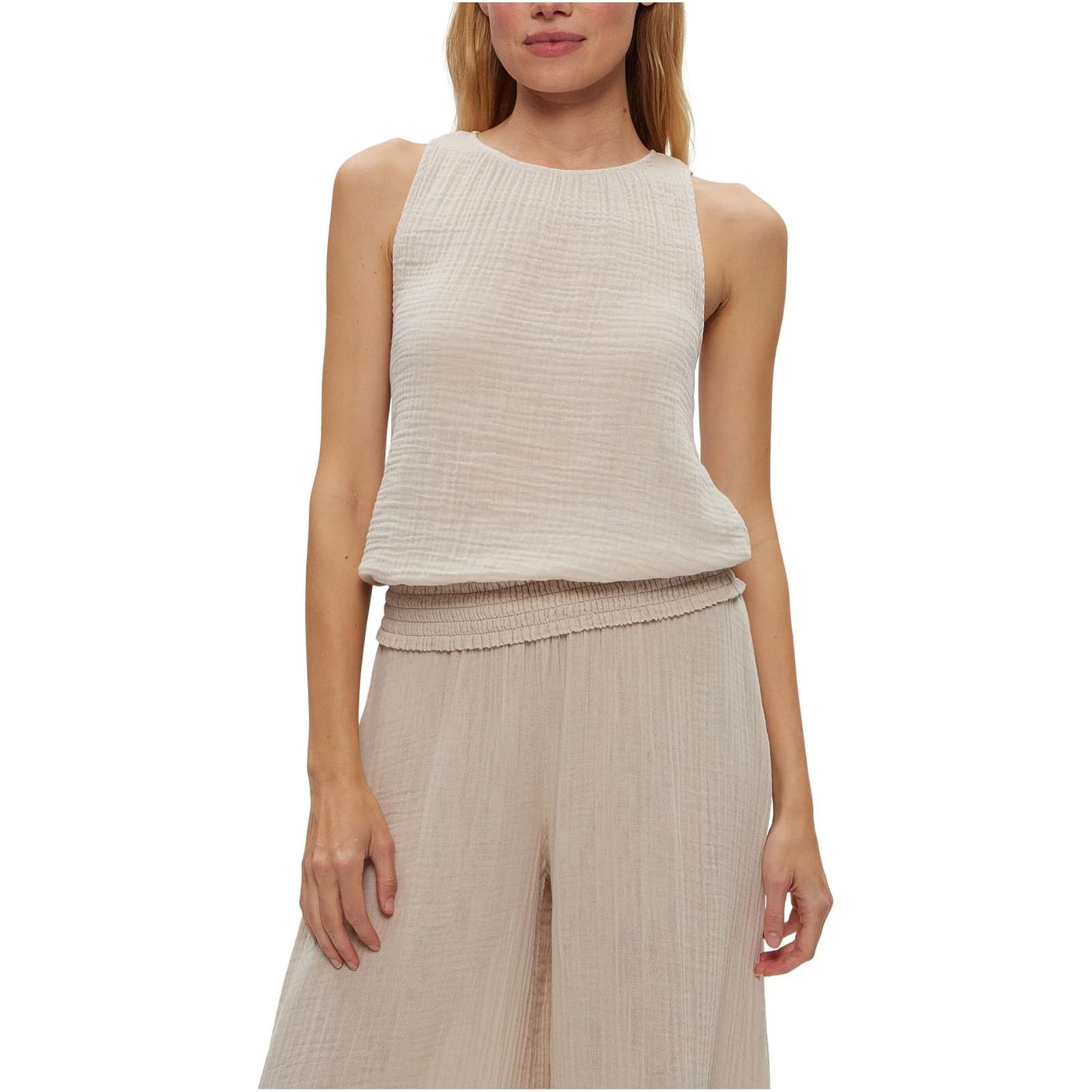 MICHAEL STARS Janelle Tie Neck Tank Cement Large NWT