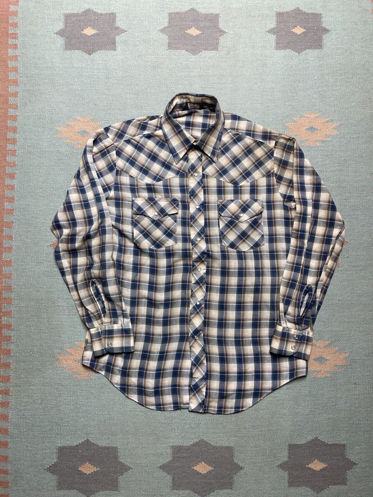 JCPenney × Vintage 70s JCPenney Pearl snap shirt plaid western lightweight L Size US L / EU 52-54 / 3 - 1 Thumbnail