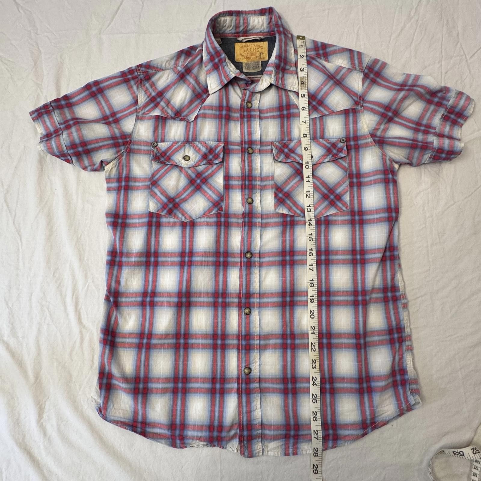 Designer American Standard Mens Med Short Sleeve Plaid Cowboy Western Size US M / EU 48-50 / 2 - 6 Thumbnail