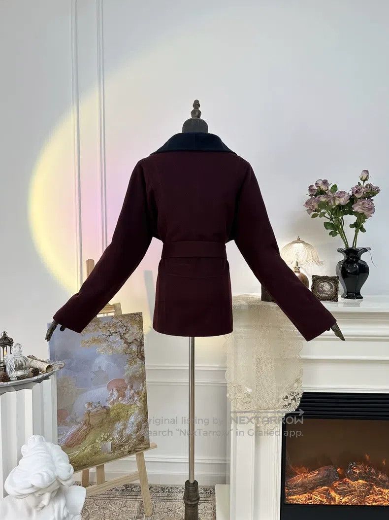 Hermes Hermes Double-Faced Cashmere Belted Coat, Burgundy Size S / US 4 / IT 40 - 2 Thumbnail