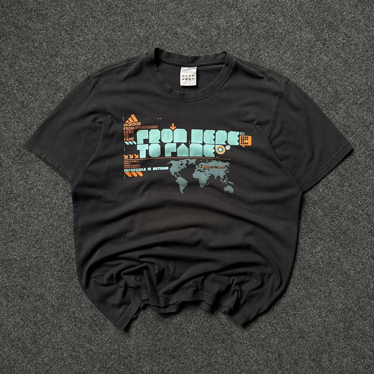 Adidas VTG Adidas T-shirts Big Logo Size XL Dark Blue Trashed 00s Size US XL / EU 56 / 4 - 3 Thumbnail