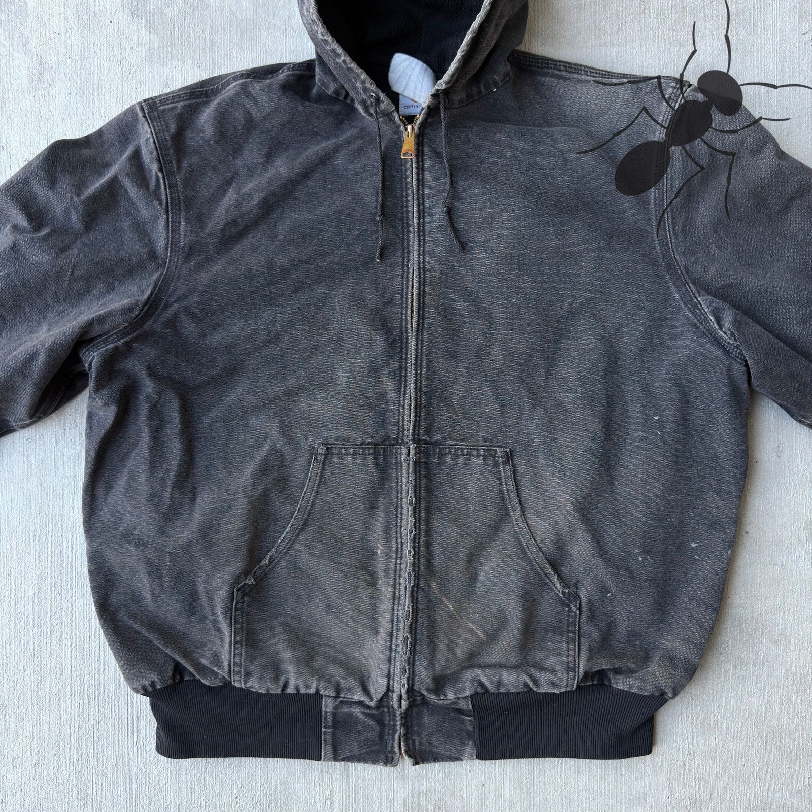 Carhartt × Vintage Carhartt faded black active hooded work wear jacket Size US XXL / EU 58 / 5 - 3 Thumbnail