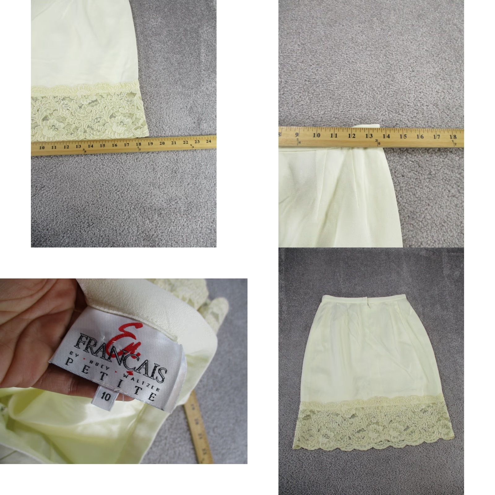 Vintage Huey Waltzer Skirt Womens 10 Ivory Pencil Zip Knee Length Size 32" / US 10 / IT 46 - 8 Thumbnail