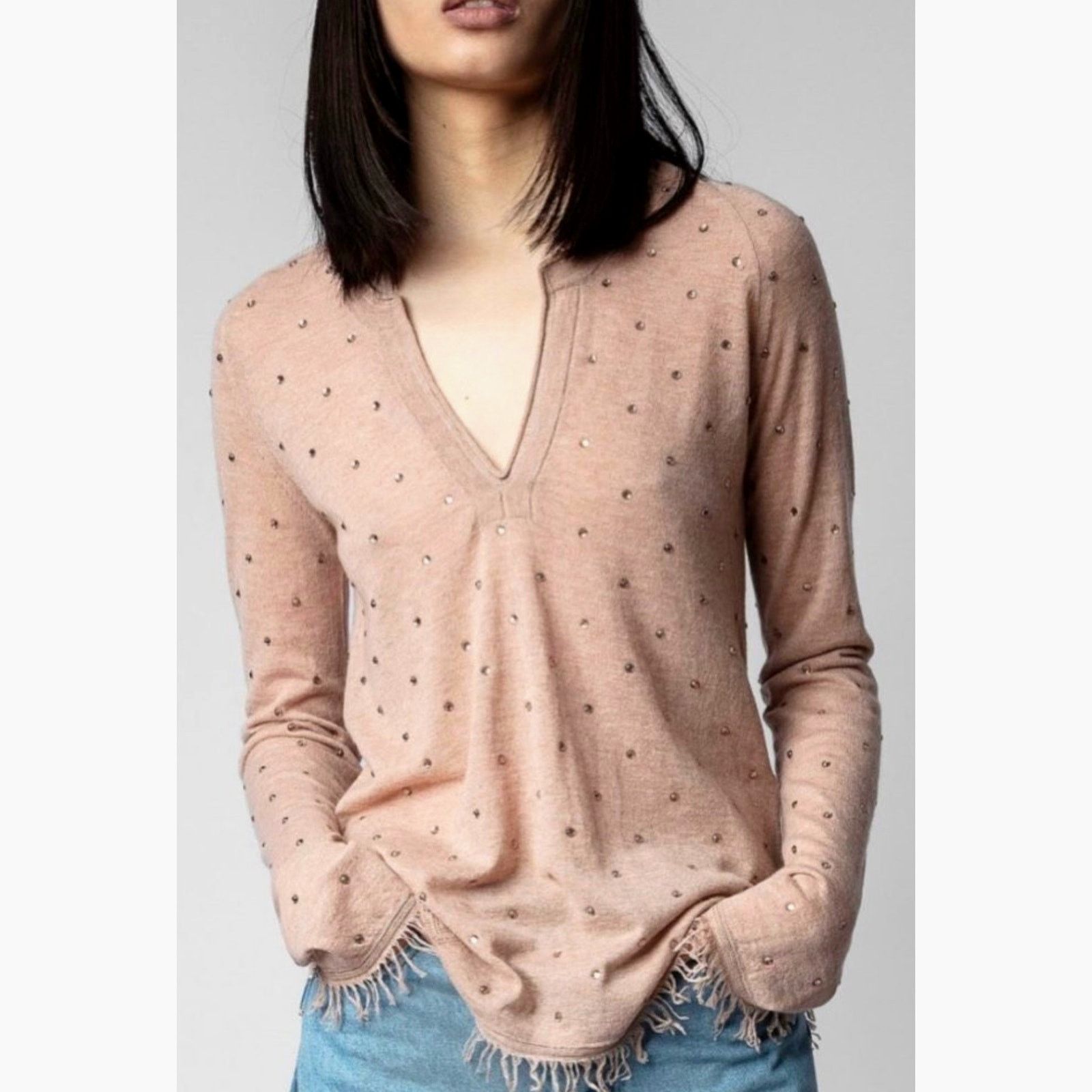 Zadig & Voltaire Zadig & Voltaire Riviera Rhinestone Cashmere Sweater Blush M Size M / US 6-8 / IT 42-44 - 2 Thumbnail