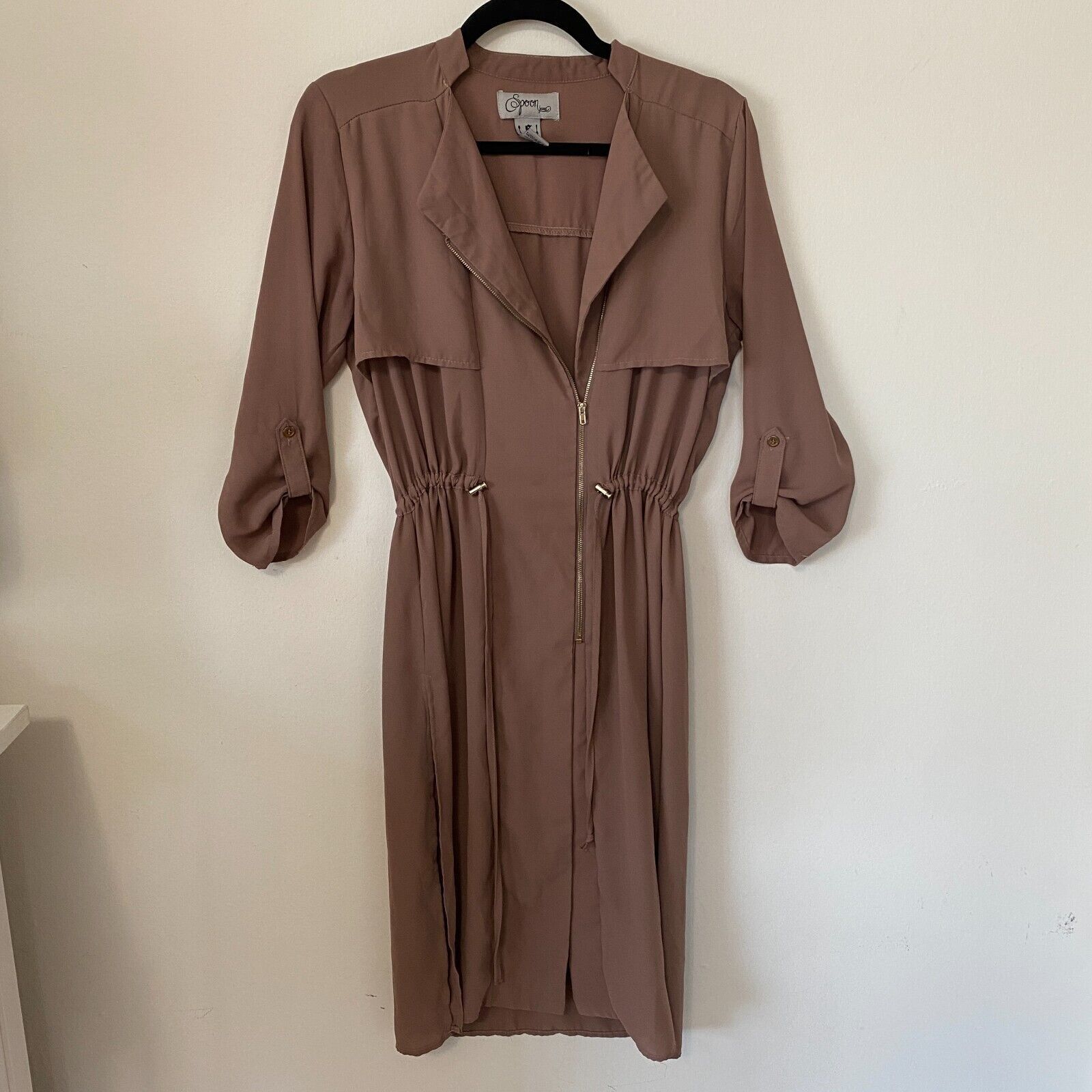 Other Spoon Utility Cinch Waist Tab Sleeve Shirtdress Front Zip S Size S / US 4 / IT 40 - 7 Thumbnail