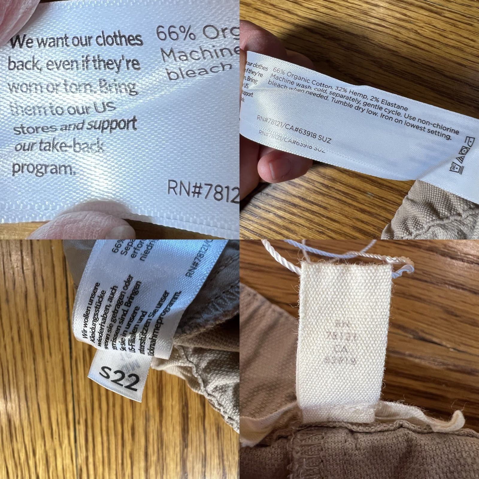 Eileen Fisher Eileen Fisher Women's Beige Organic Cotton Hemp Relaxed Ankle Pants Size Small Size 28" / US 6 / IT 42 - 8 Thumbnail