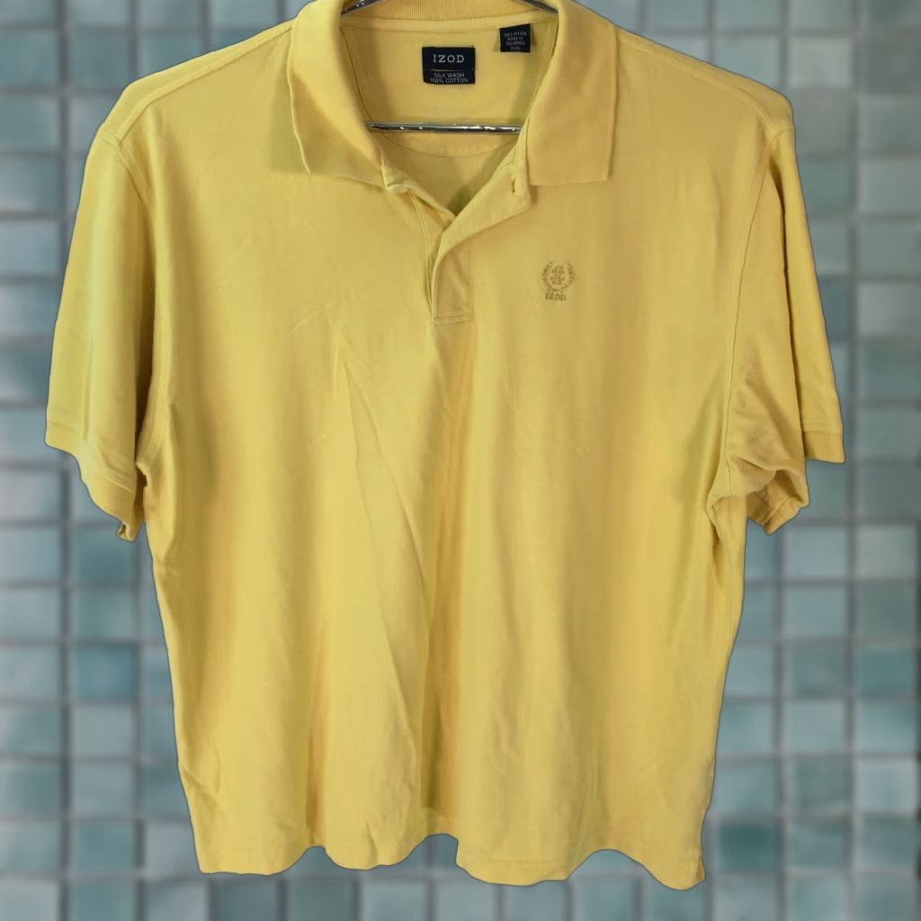Izod Izod Mens Polo Shirt Golf Yellow Collared Short Sleeves Silk Wash Size XXL Size US XXL / EU 58 / 5 - 1 Thumbnail