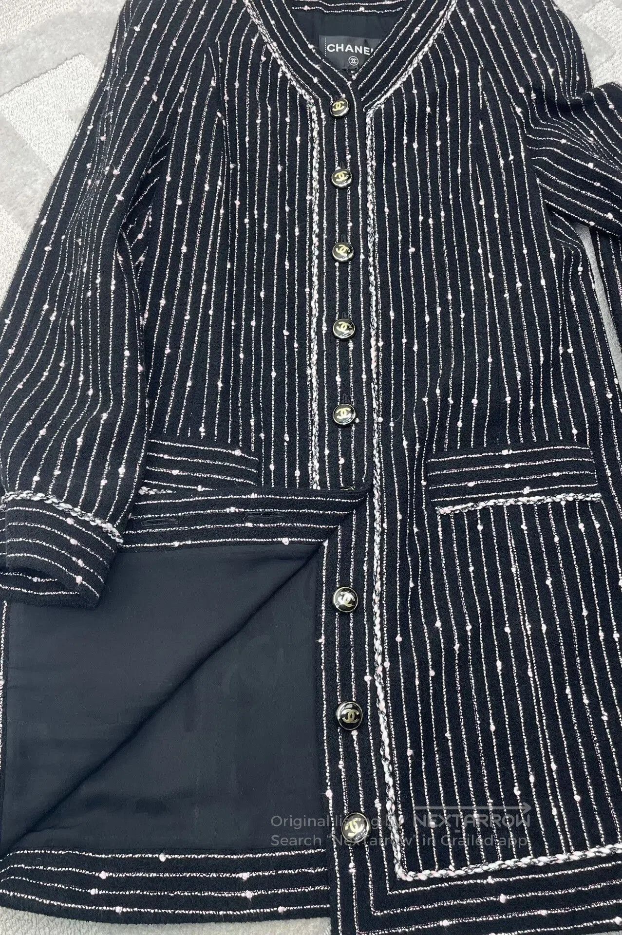 Chanel Chanel Striped Tweed Long Coat. Size S / US 4 / IT 40 - 5 Thumbnail