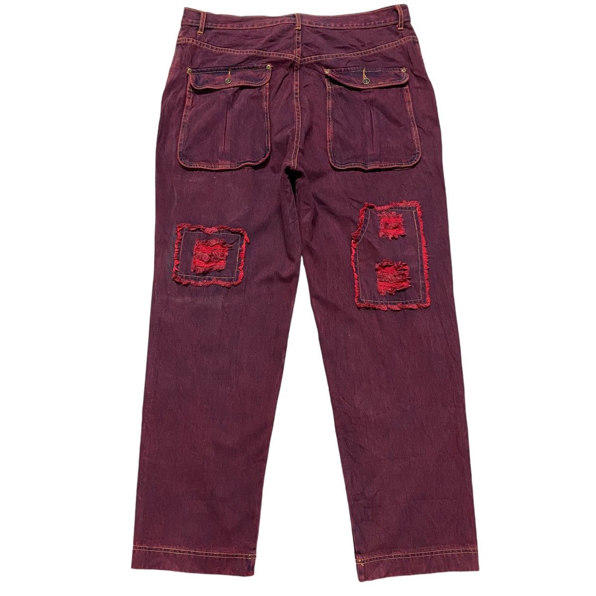 Vintage Vintage SWEET HEART Red Blood Fabulous Denim Baggy Pants Size US 38 / EU 54 - 2 Thumbnail