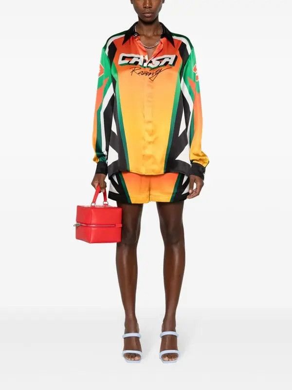 Casablanca o1mle0326 Drawstring Silk Shorts Casa Moto Sport Multicolor Size US 36 / EU 52 - 2 Thumbnail