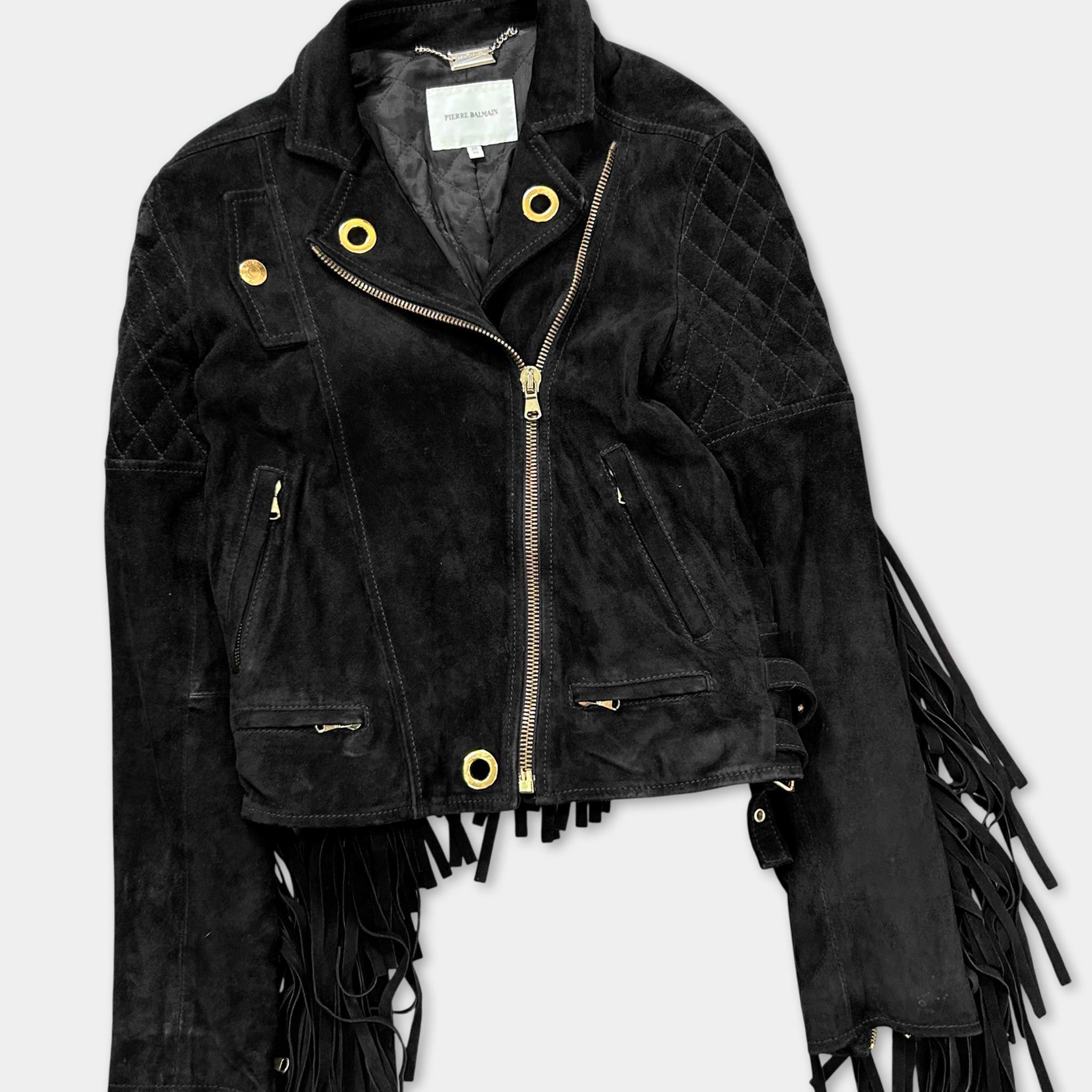 Balmain Pierre Balmain Suede Fringe Cowboy Biker Jacket Size US XS / EU 42 / 0 - 2 Thumbnail