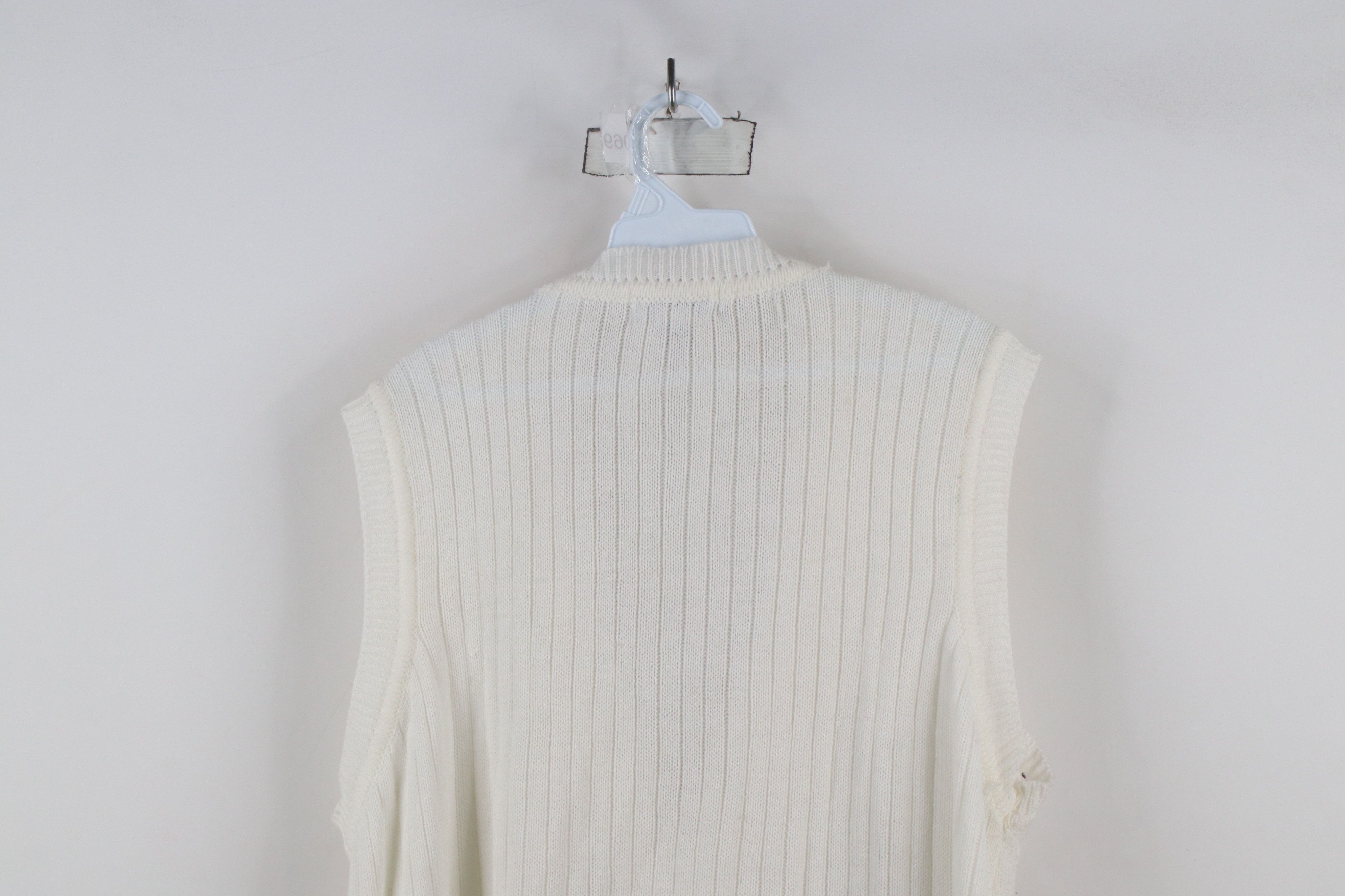 Vintage Vintage 90s Streetwear Knit Cardigan Sweater Vest White Size XL / US 12-14 / IT 48-50 - 13 Thumbnail