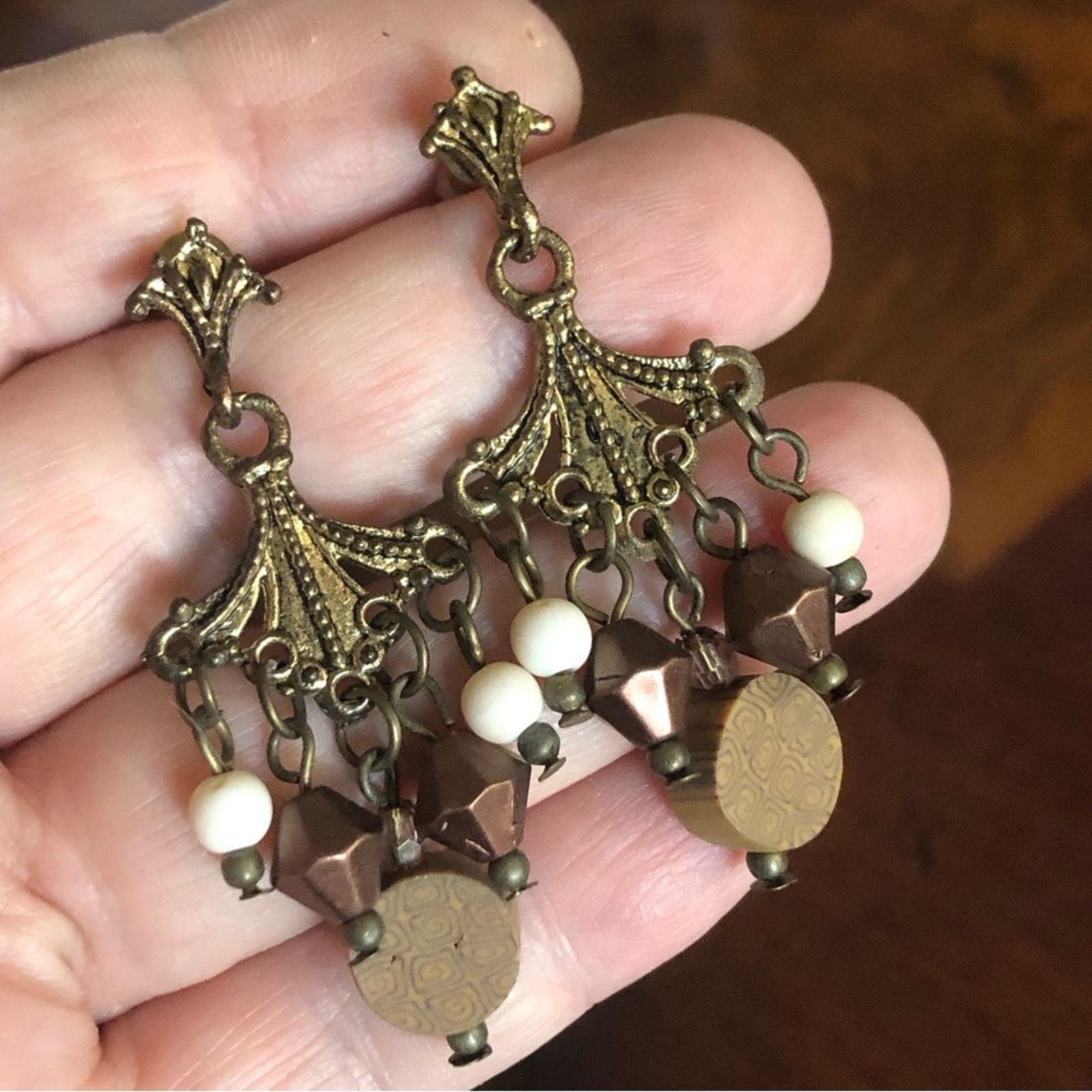 Vintage Vintage brass beaded dangle pierced earrings Size ONE SIZE - 6 Thumbnail