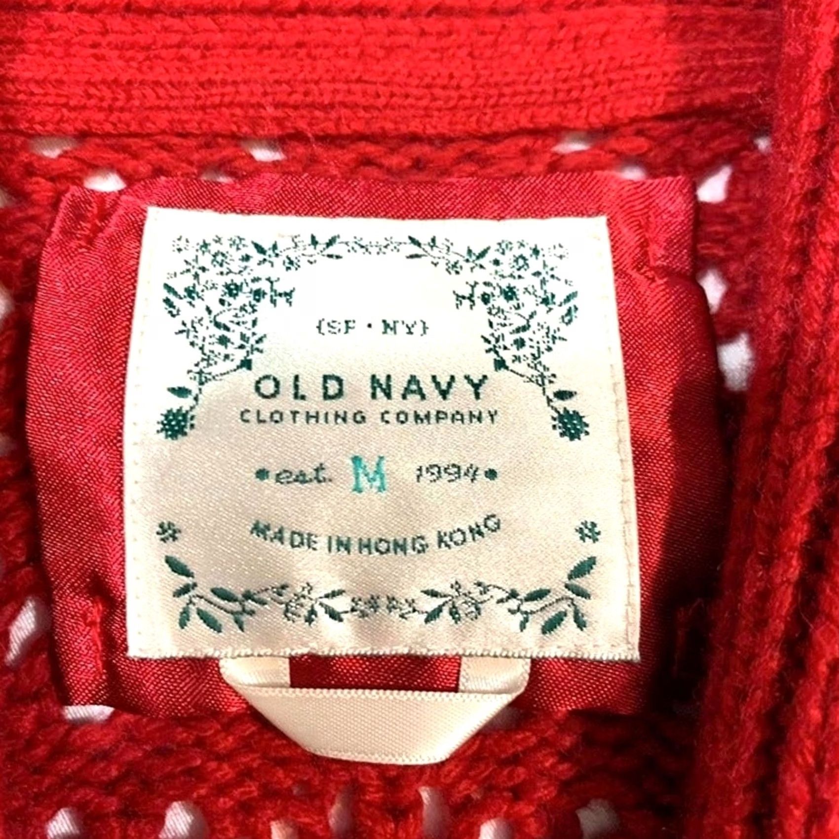 Old Navy VTG Old Navy Cardigan Shawl Collar Pointelle Toggle Red Womens Medium Sweater Knit Open Knit Classic Fall Winter Vintage Women Size M / US 6-8 / IT 42-44 - 4 Thumbnail