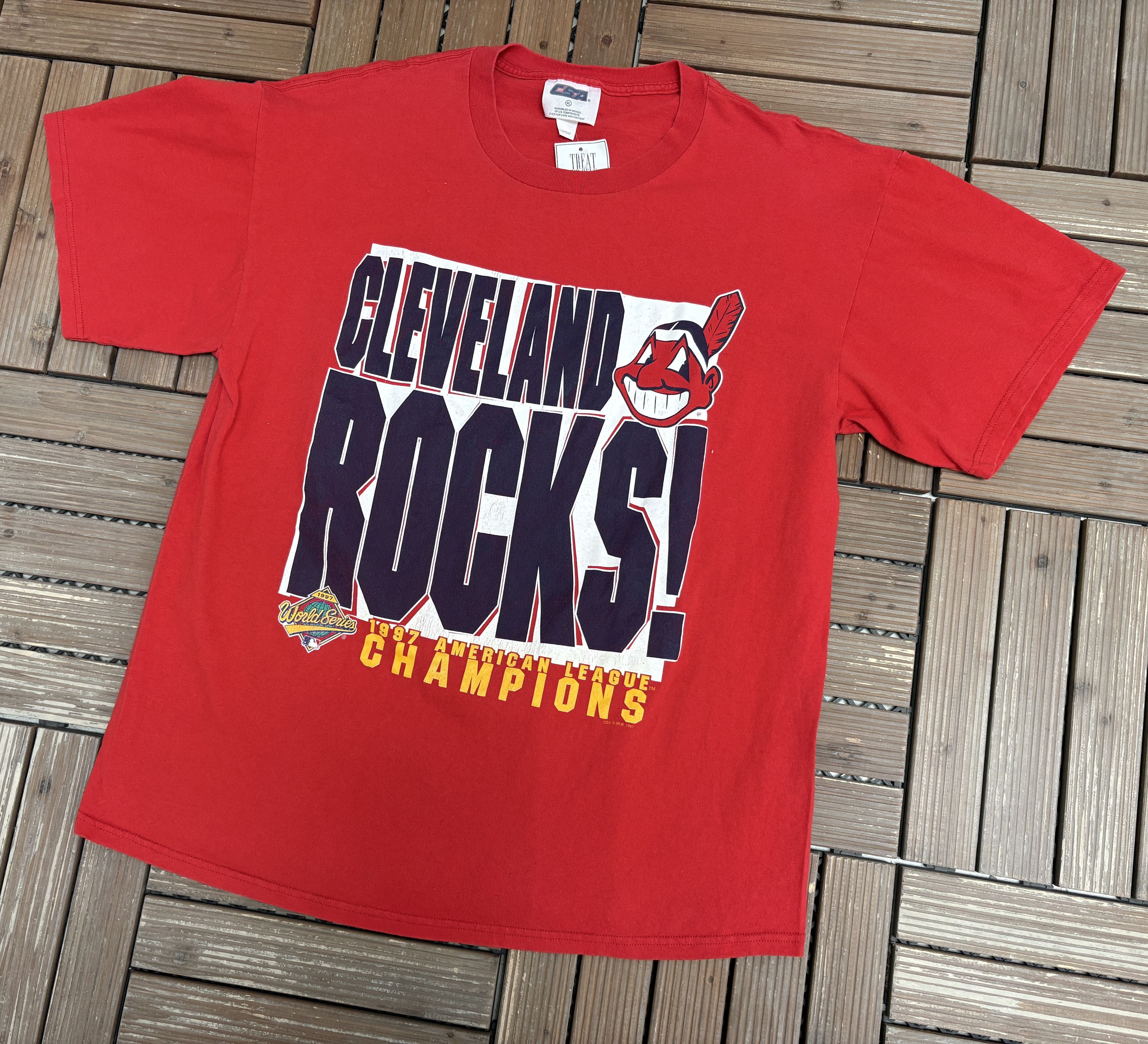 Vintage Cleveland Indians 1997 World Series Vintage Red T-Shirt Tee Size US XL / EU 56 / 4 - 3 Thumbnail