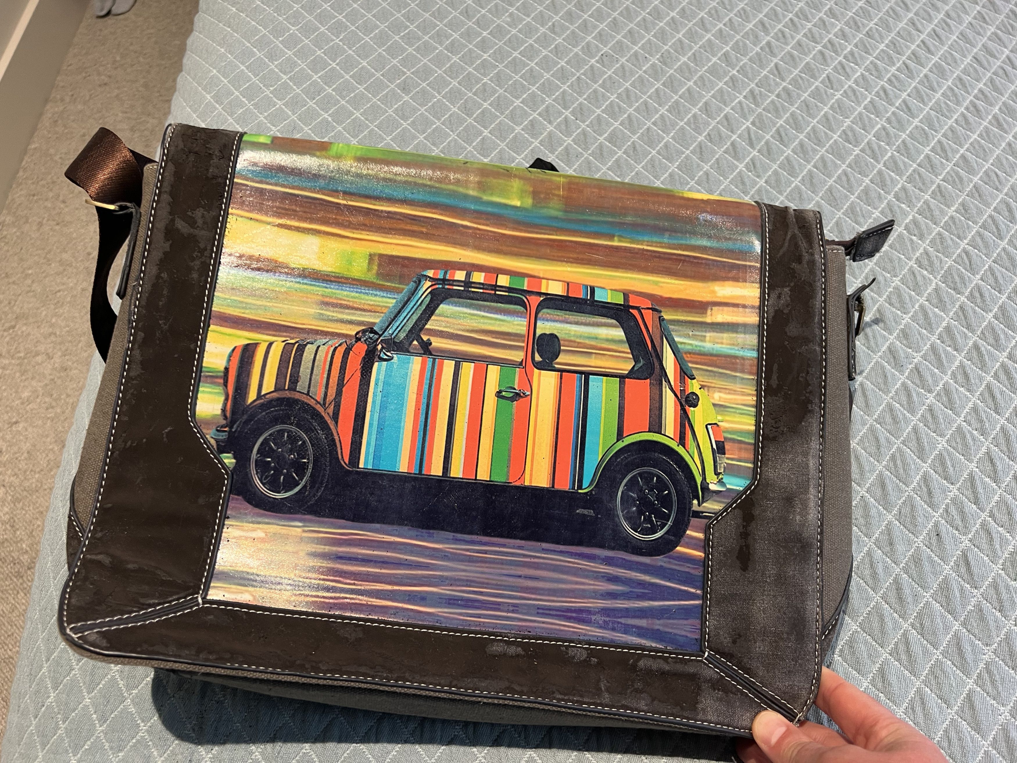 Paul Smith Ps Mini Cooper Stripe Messenger Bag Vintage Design in Brown, Men's