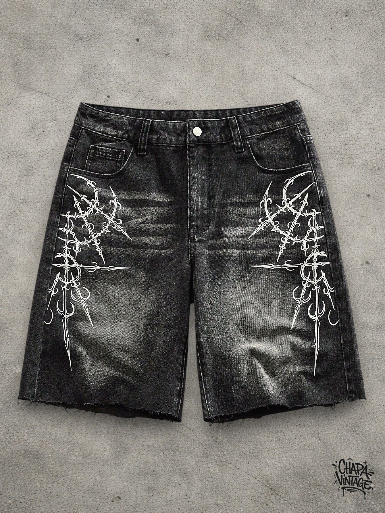 Japanese Brand Washed goth denim shorts Size US 32 / EU 48 - 1 Thumbnail