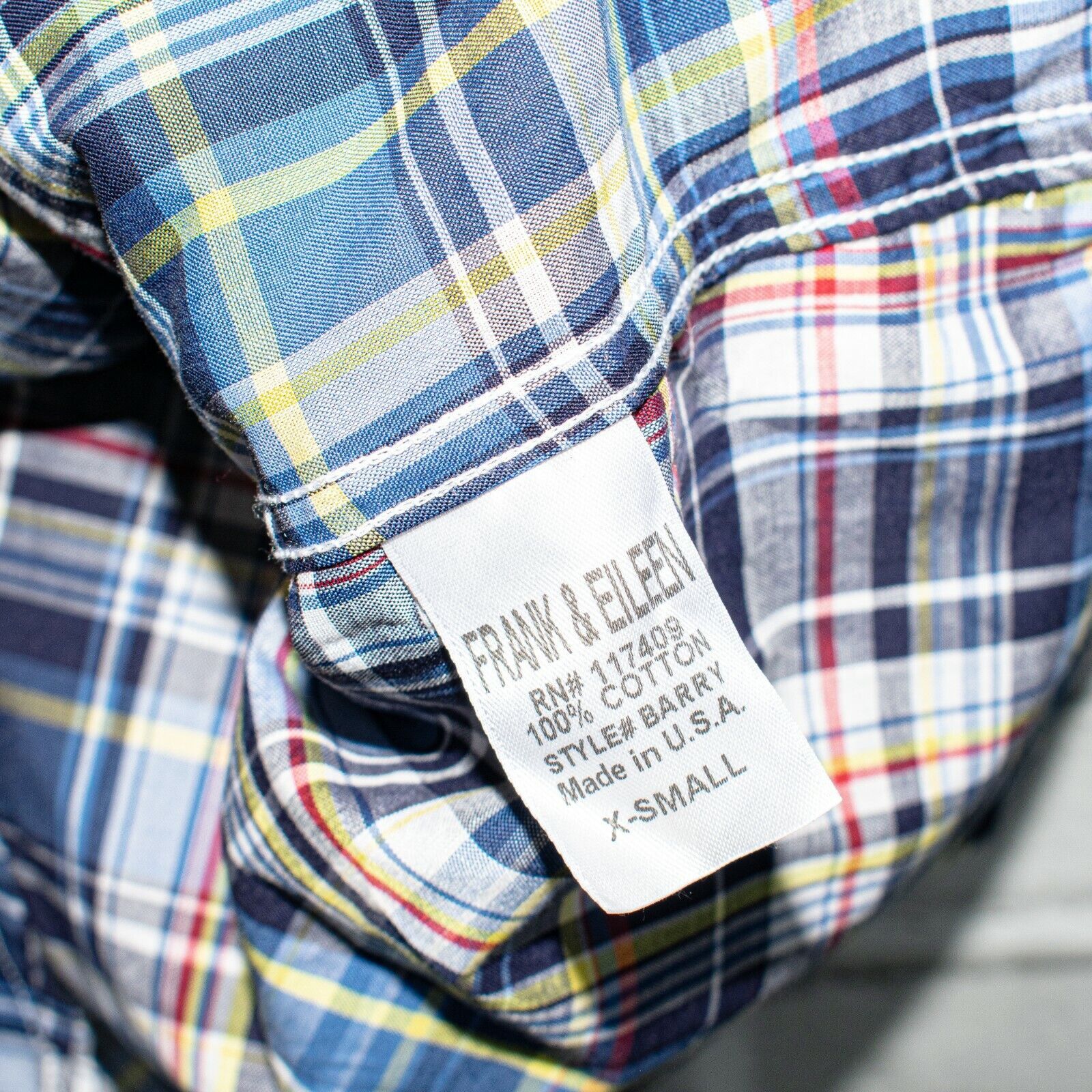 Frank & Eileen Frank & Eileen Women's Button up BARRY Shirt Blue Madras Size XS / US 0-2 / IT 36-38 - 7 Thumbnail