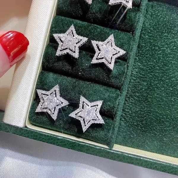 Jewelry Zirconia Crystal Star Stud Earring (1pairs） Size ONE SIZE - 2 Thumbnail