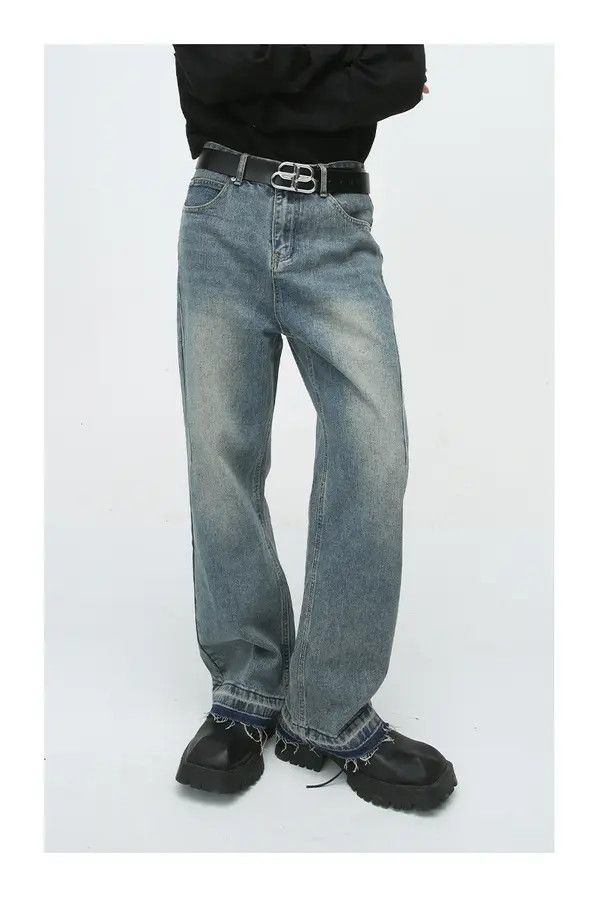 Japanese Brand VIBE Vintage loose straight-leg raw edge jeans Size US 32 / EU 48 - 6 Thumbnail