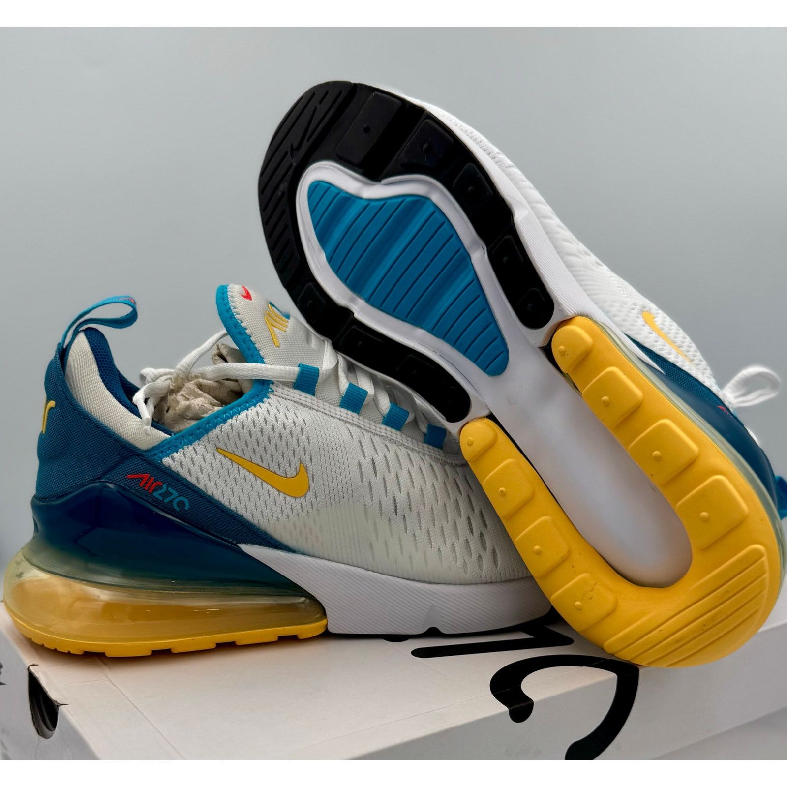 Nike Nike Air Max 270 White Industrial Blue Citron Pulse 7.5M Size US 7.5 / EU 40-41 - 4 Thumbnail