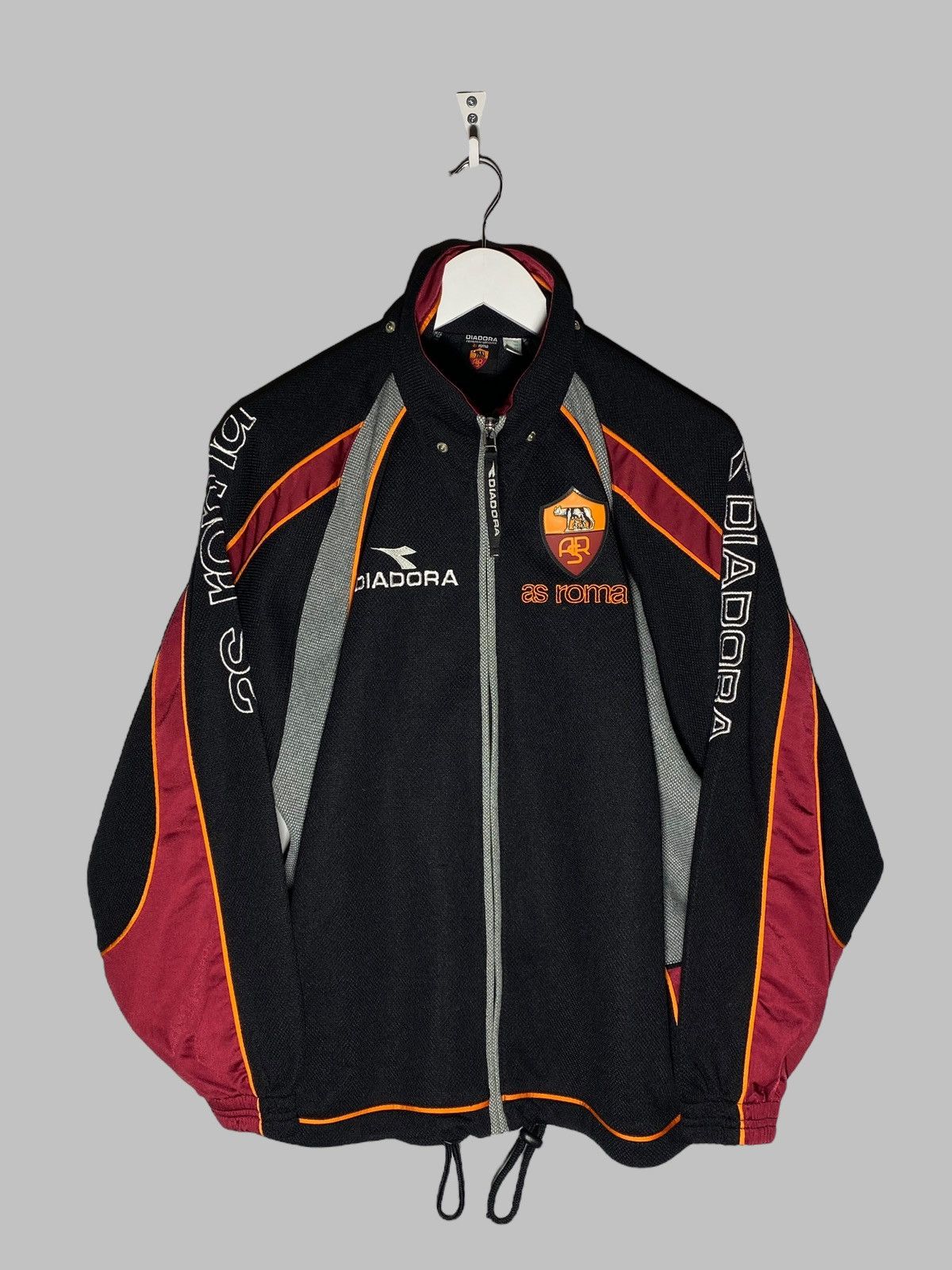 Vintage 90s AS Roma Diadora Full Zip Top Stylish Sportwear
