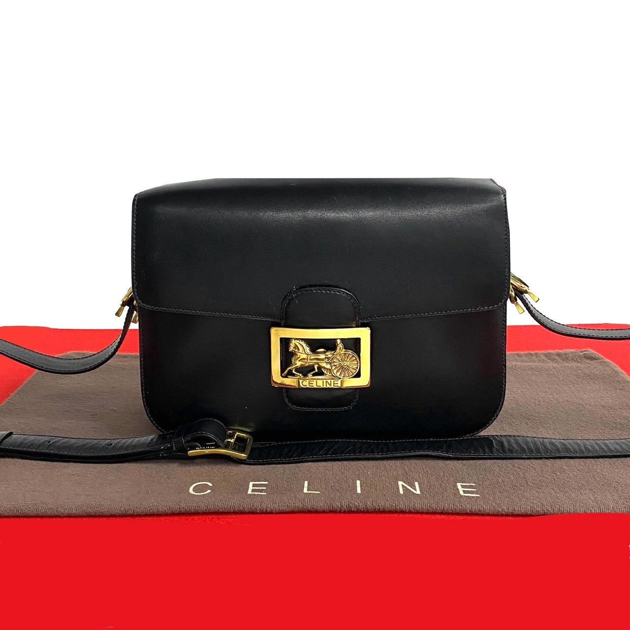 Celine Celine Shoulder Bag Black Leather Size ONE SIZE - 1 Thumbnail