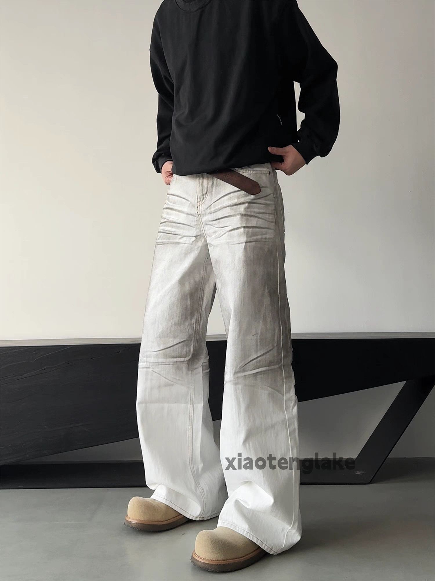 Jean × Vintage Washed faded utility punk grunge stain paint jeans Size US 30 / EU 46 - 3 Thumbnail
