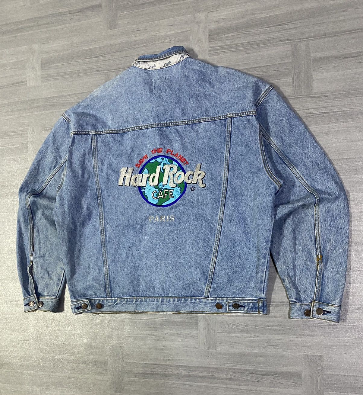 Hard Rock Cafe Vintage Hard Rock Cafe Paris Save The Planet Denim Jacket Size US XL / EU 56 / 4 - 2 Thumbnail