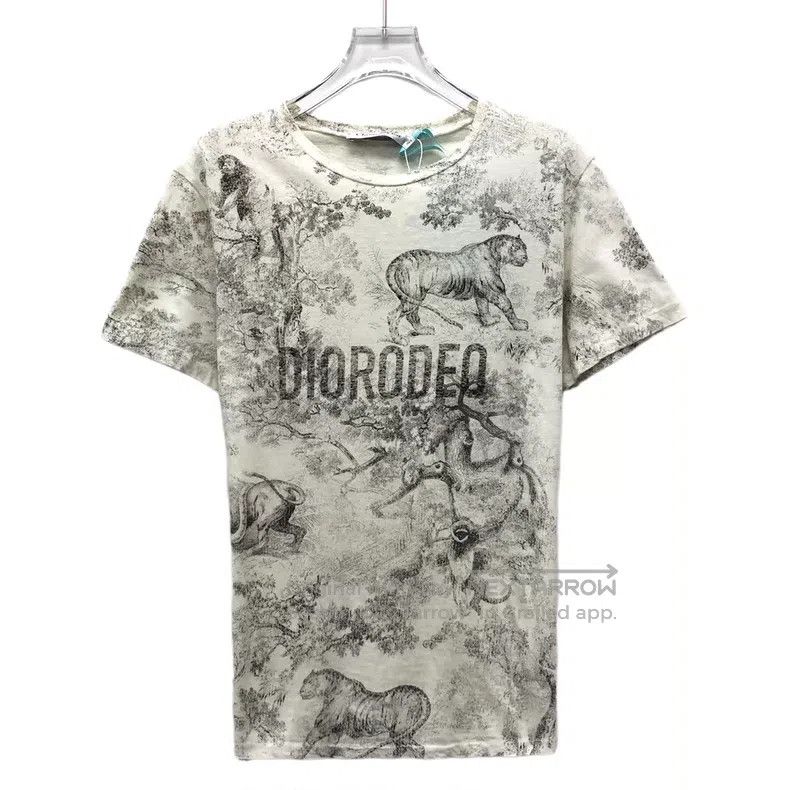 Dior Dior Gray-white animal jungle print cotton round-neck shor Size S / US 4 / IT 40 - 1 Thumbnail