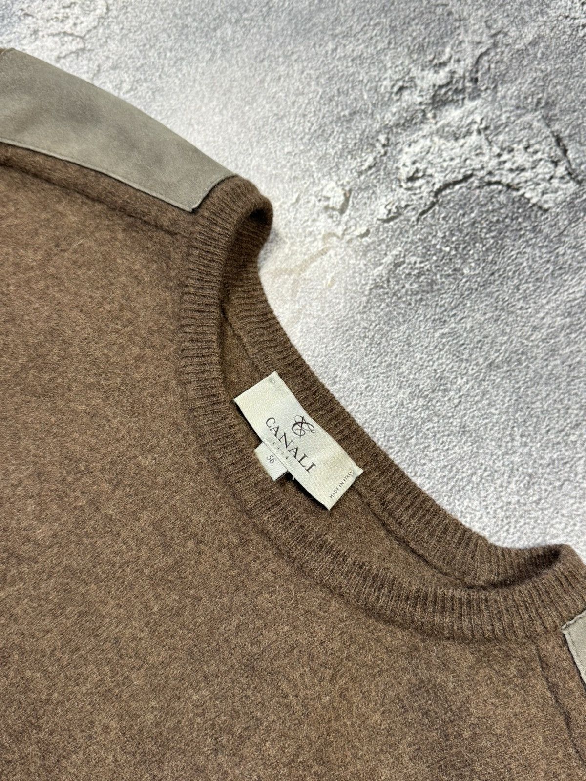Canali CANALI Virgin Wool & Leather Sweater — Made in Italy Size US L / EU 52-54 / 3 - 3 Thumbnail
