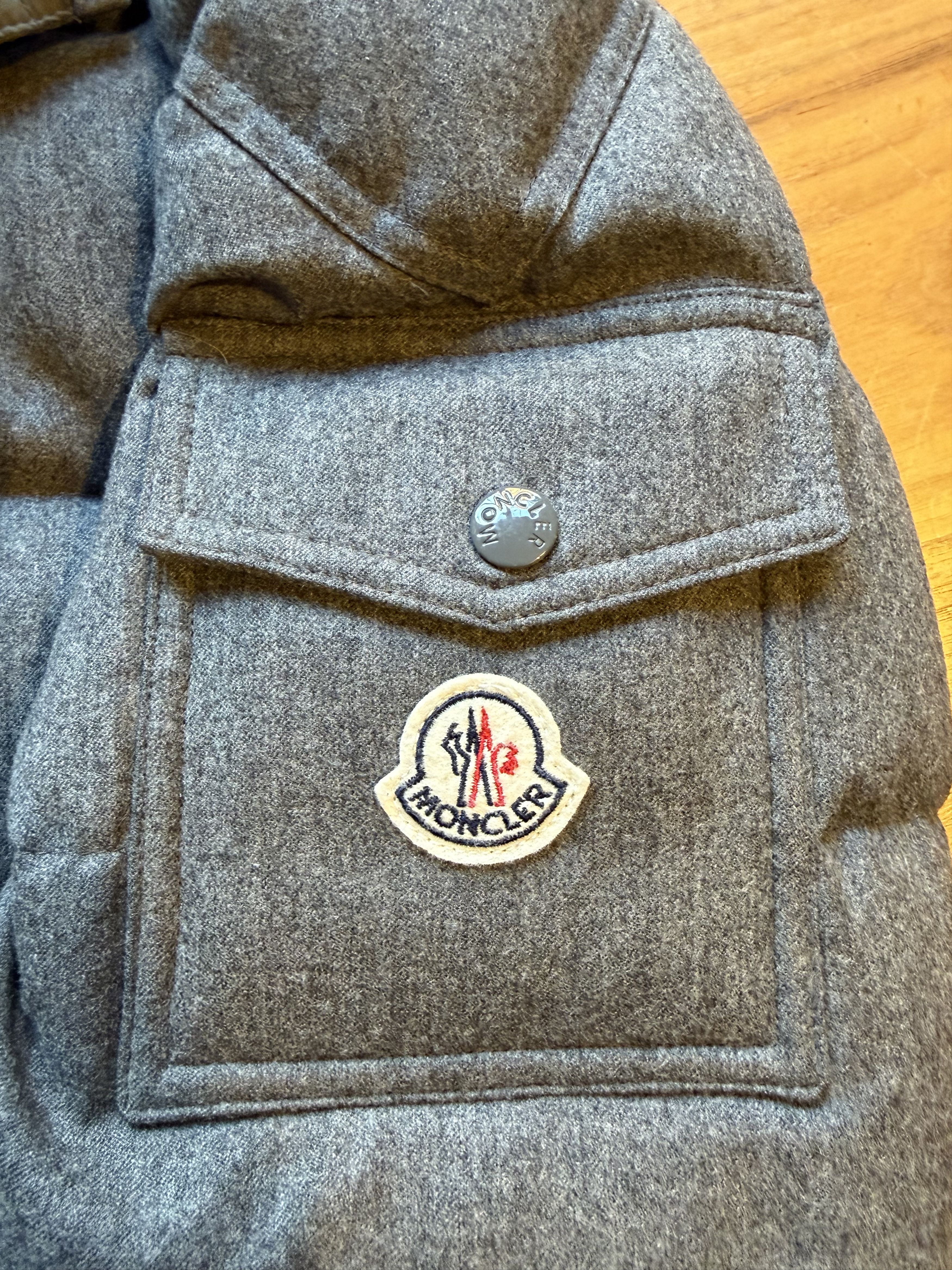 Moncler Montgenevre Gray Wool Flannel Hooded Puffer Jacket Size US XL / EU 56 / 4 - 17 Thumbnail