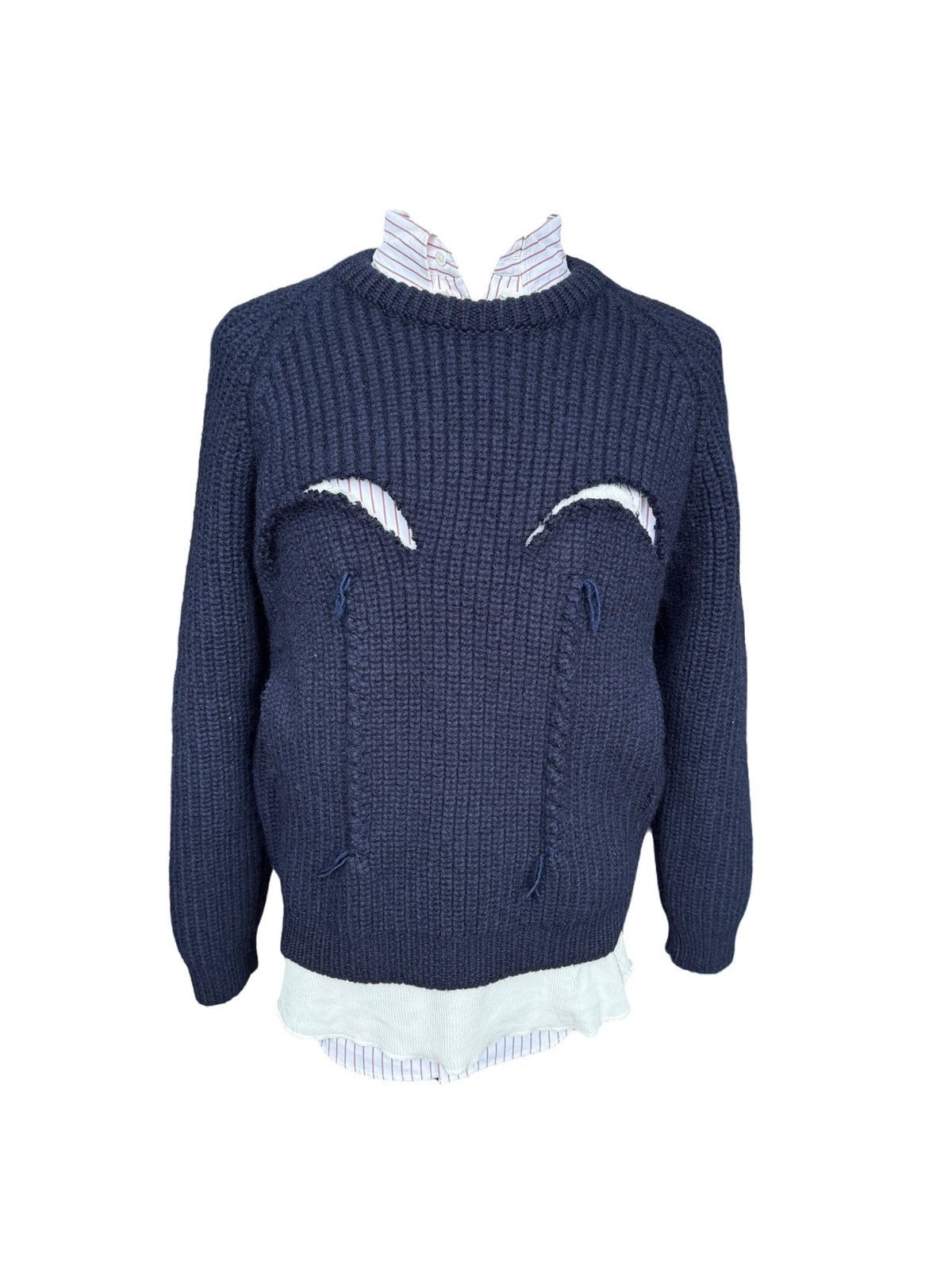 Maison Margiela Maison Margiela Navy Layered Three-Piece Sweater Size US L / EU 52-54 / 3 - 1 Thumbnail