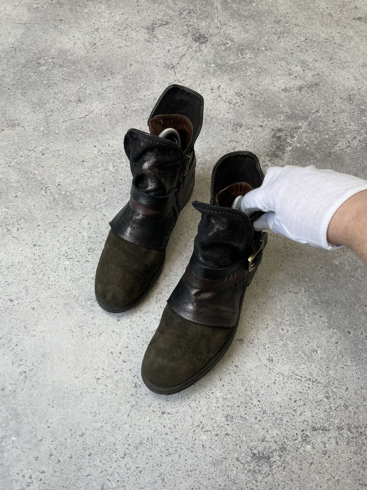 A.S.98 A.S 98 Leather Suede Boots Biker Gothic Avant Garde Zip Size US 7 / IT 37 - 6 Thumbnail