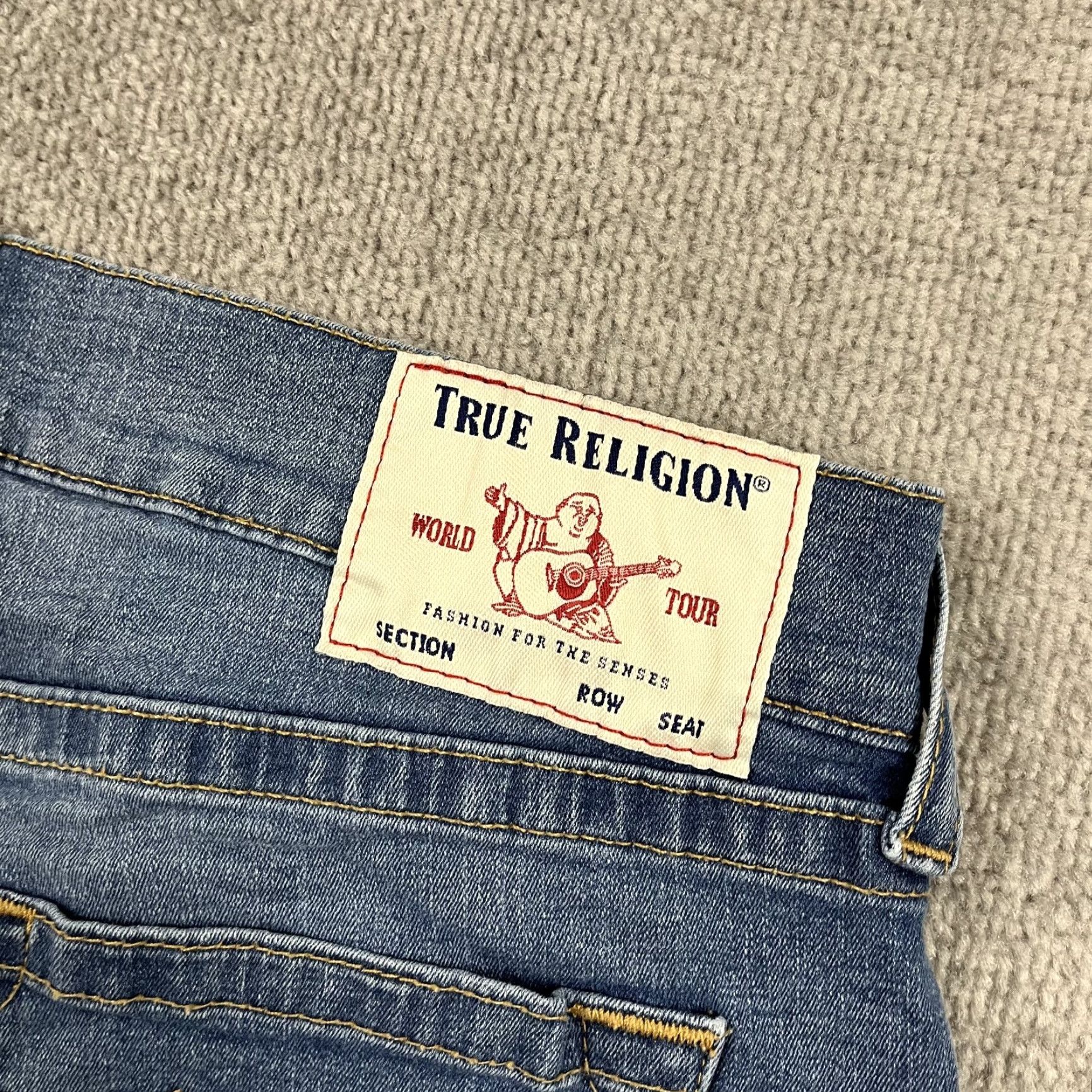 True Religion True Religion Ricky Jeans Mens 34 x 32 Relaxed Straight Blue Denim Hip Hop Pants Size US 34 / EU 50 - 4 Thumbnail