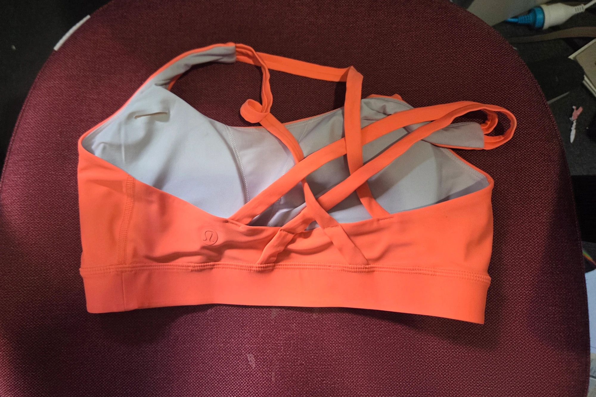 Lululemon Lululemon Neon Orange Coral Athletic Sports Bra Complex Cross Back Size M / US 6-8 / IT 42-44 - 2 Thumbnail