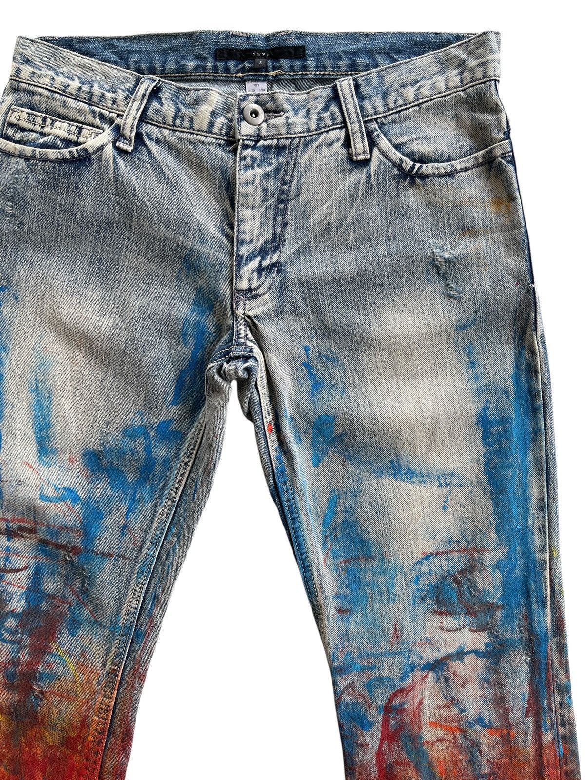 Japanese Brand Yevs Japan Flame Paint Denim Streetwear Size 30" / US 8 / IT 44 - 9 Thumbnail