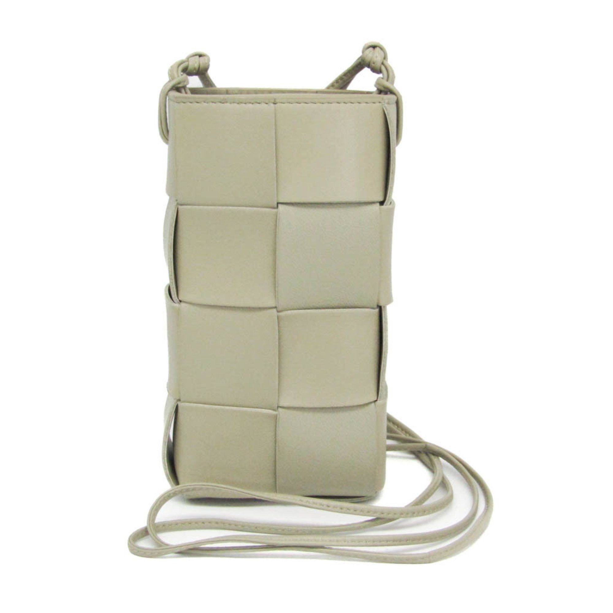 Bottega Veneta Mini Cassette Crossbody Bag Men,women Leather Shoulder Bag Gray Khaki in Grey, Women's