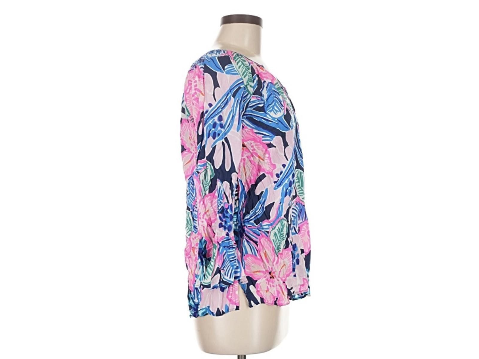 Other Lilly Pulitzer Pink Rayon 3/4 Sleeve Blouse Size M Size M / US 6-8 / IT 42-44 - 4 Thumbnail