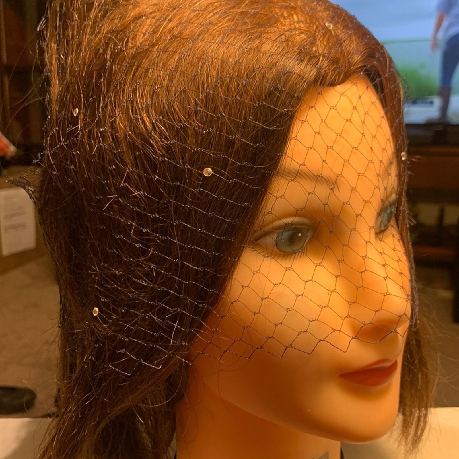 Vintage BNIB Netted birdcage veil tie-on,60's wedding cocktail pinup Size ONE SIZE - 2 Thumbnail