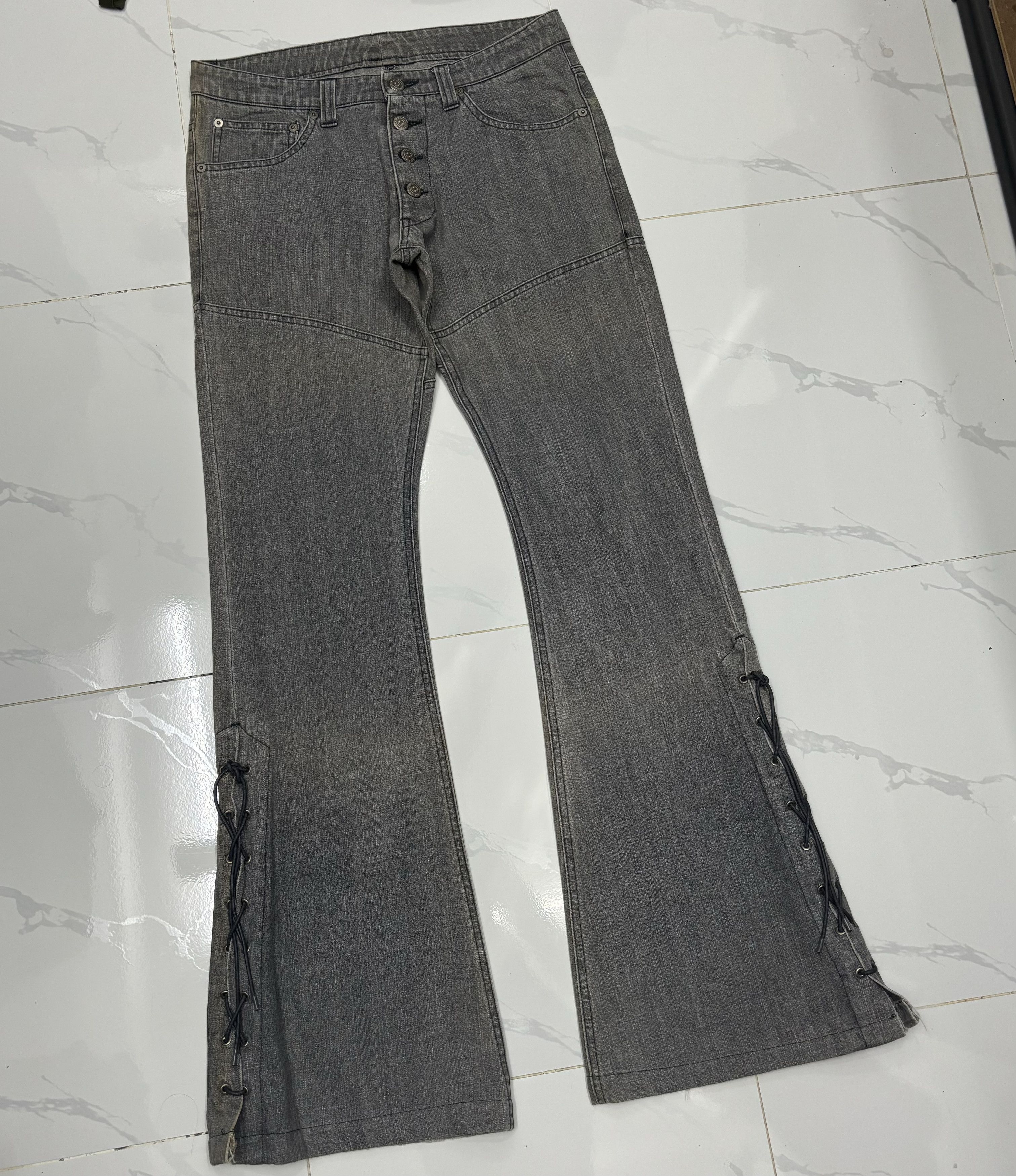 Tornado Mart Tornado Mart Lace Up Flare Jeans Faded Grey Size US 30 / EU 46 - 2 Thumbnail
