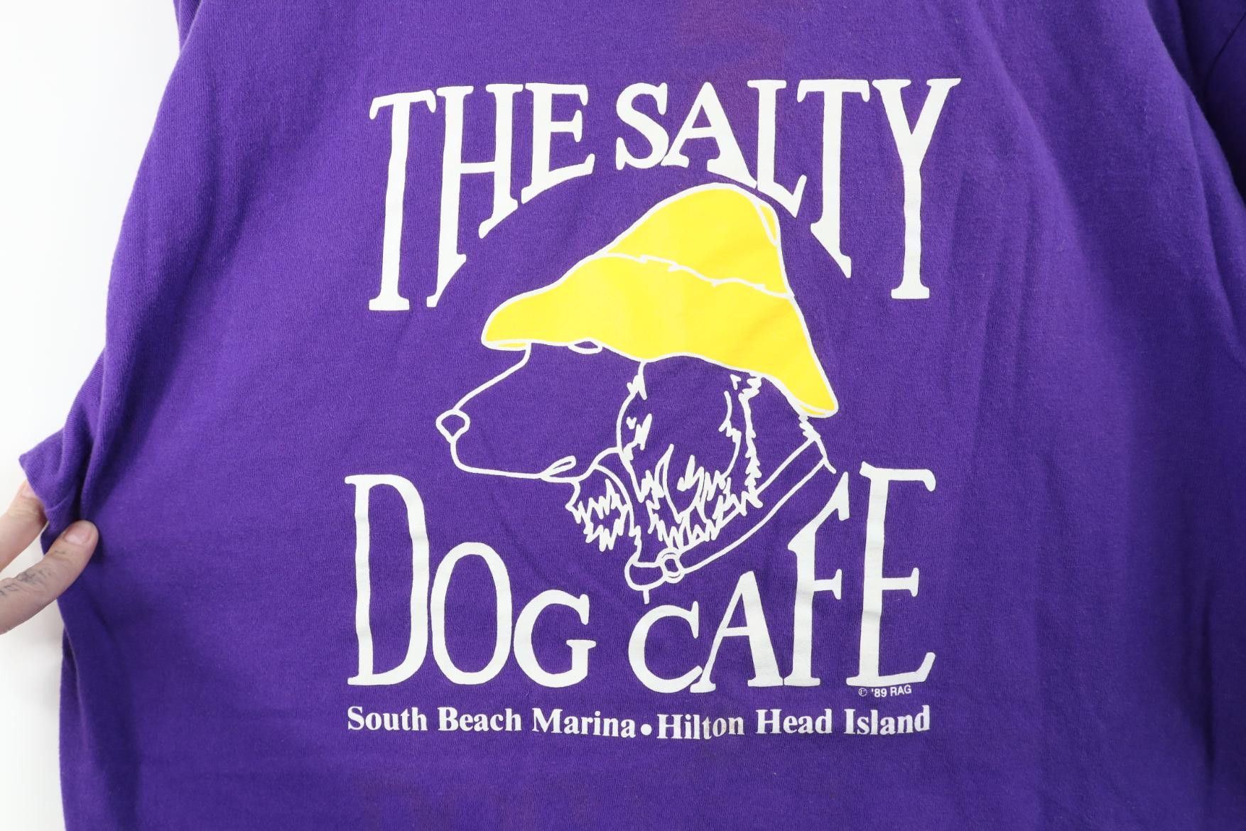 Vintage Vintage 80s Spell Out 1989 Salty Dog Cafe T-Shirt Purple USA Size US XL / EU 56 / 4 - 14 Thumbnail