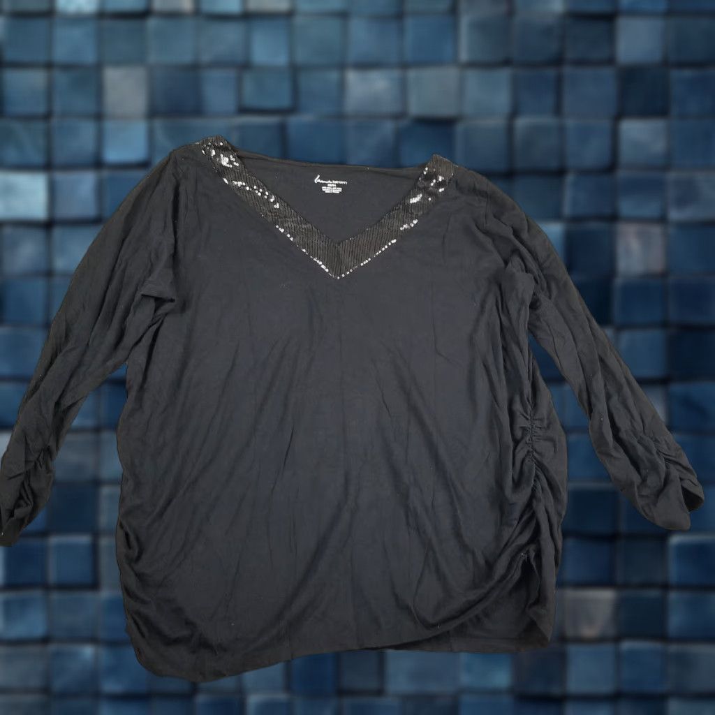 Vintage Lane Bryant Blouse Tank Top Women Plus 22/24 Sequin V-Neck Tunic Black, Casual, Geometric 90s? Size 3XL / US 20-22 - 1 Thumbnail