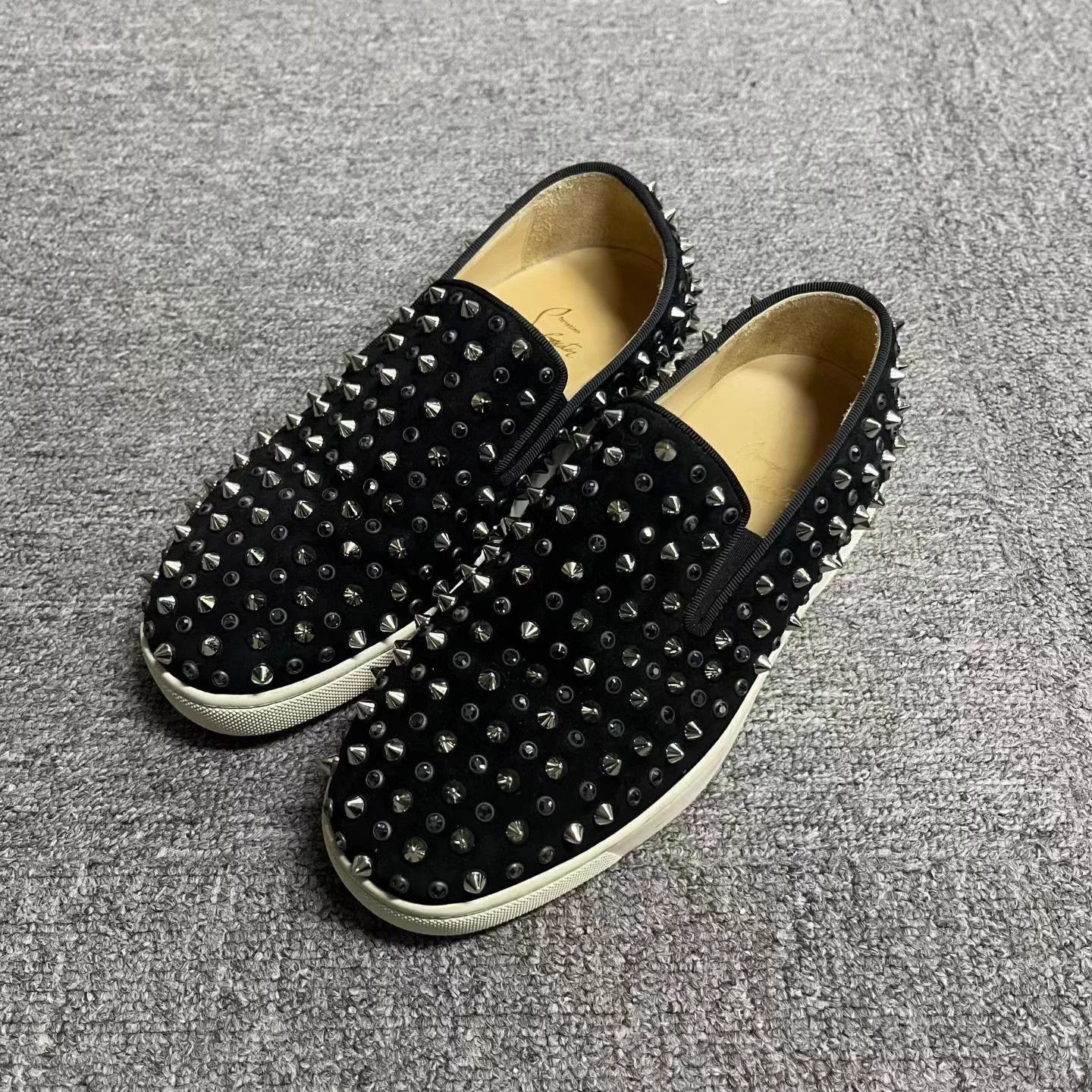 Christian Louboutin CL Classic Black Riveted Round Toe Slip-on Size US 4.5 / IT 34.5 - 1 Thumbnail