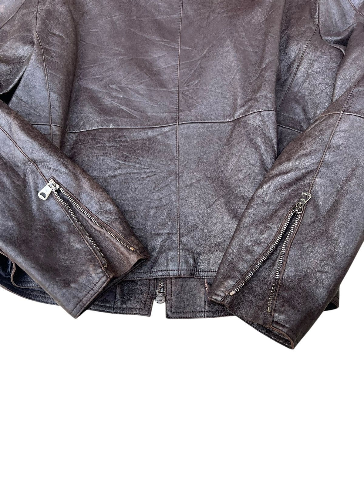 Emporio Armani Vintage Emporio Armani Faded Patina Leather Racer Jacket Size US M / EU 48-50 / 2 - 24 Thumbnail