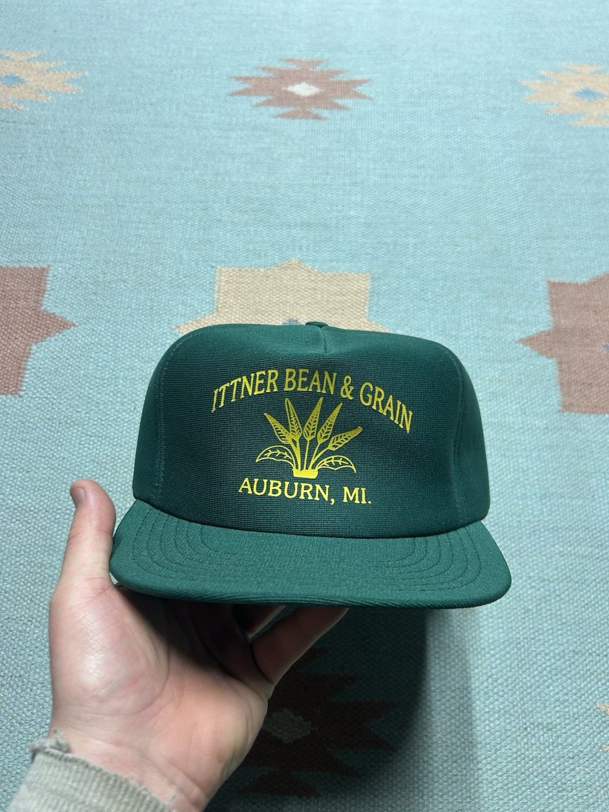 Vintage Vtg 80 snap hat Ittner bean & grain Michigan farm forest USA Size ONE SIZE - 2 Thumbnail