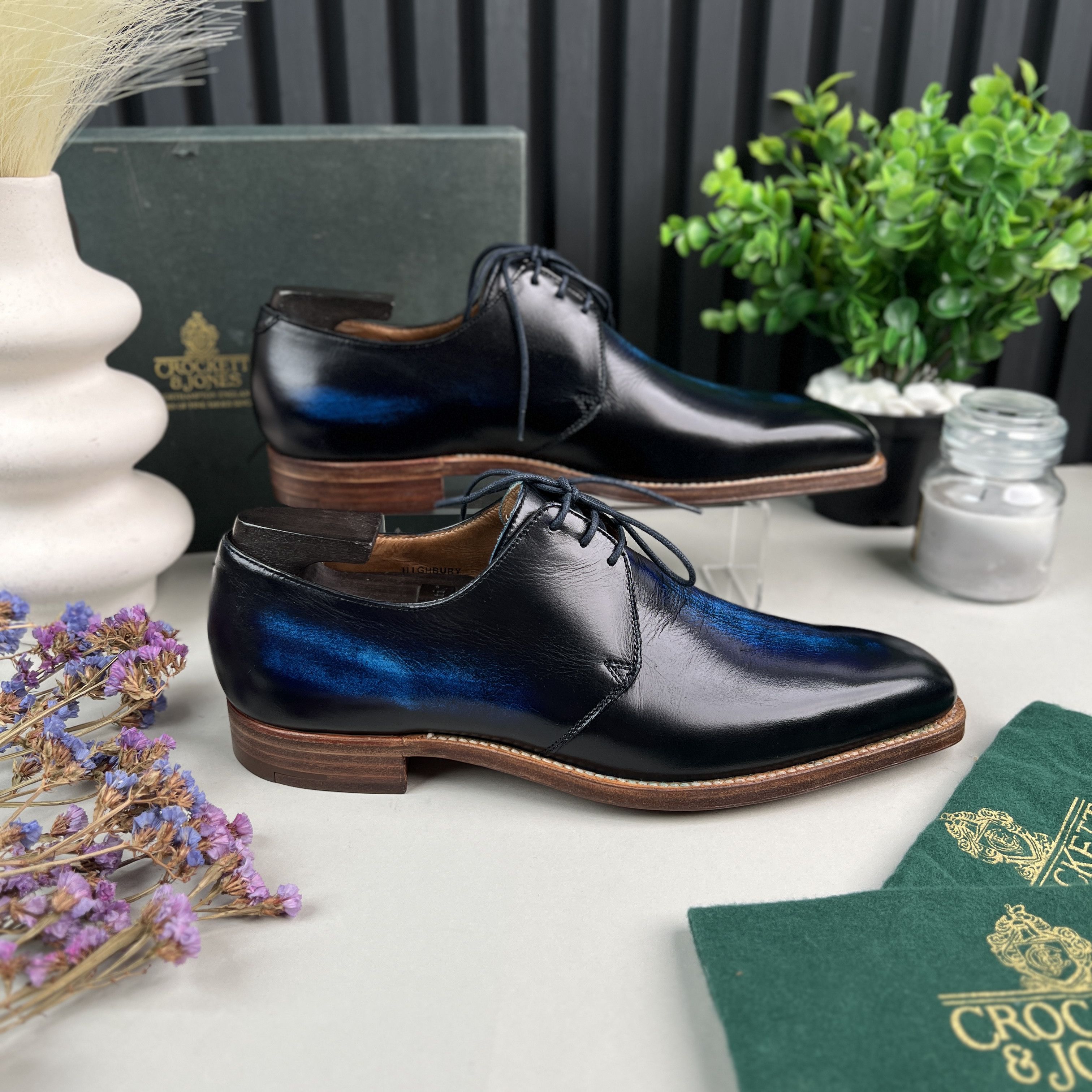 Crockett & Jones Highbury Derby Dress Blue Patina Leather Size US 8 / EU 41 - 6 Thumbnail