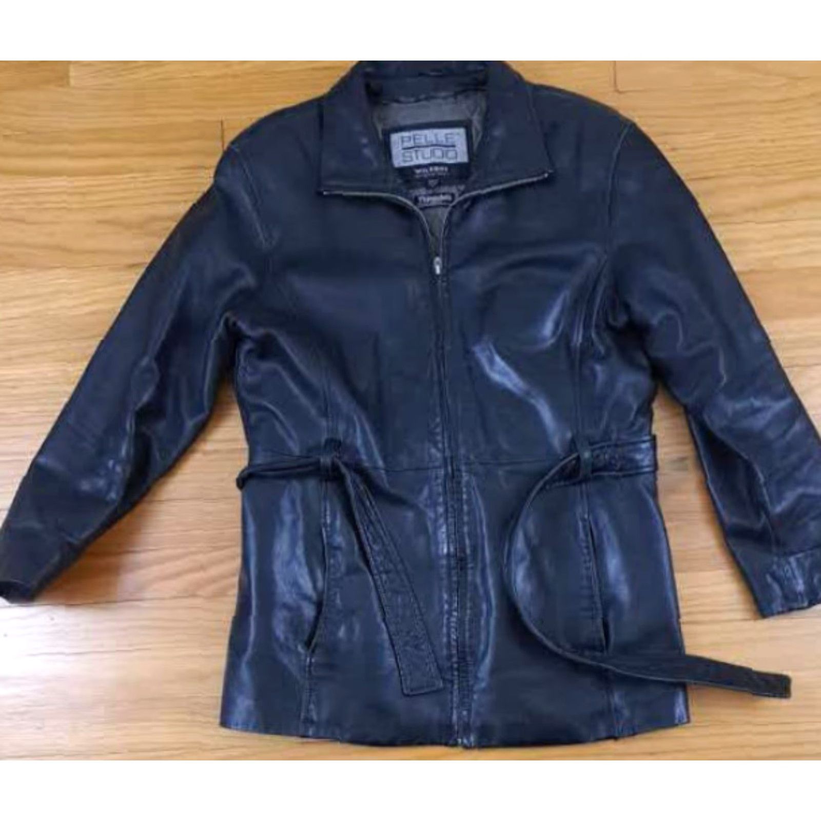 Vintage VINTAGE Pelle Studio Wilson Leather Jacket Belted Jacket Men LG Black Removable Thinsulate Liner Full Zip Front Pocket Size US L / EU 52-54 / 3 - 4 Thumbnail