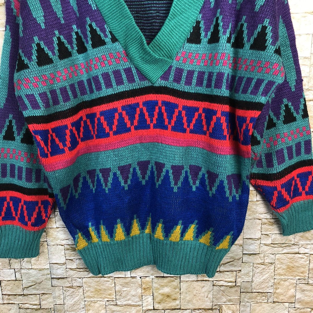 Homespun Knitwear Western Collection Green vintage art Knitwear #A260 Size US M / EU 48-50 / 2 - 6 Thumbnail