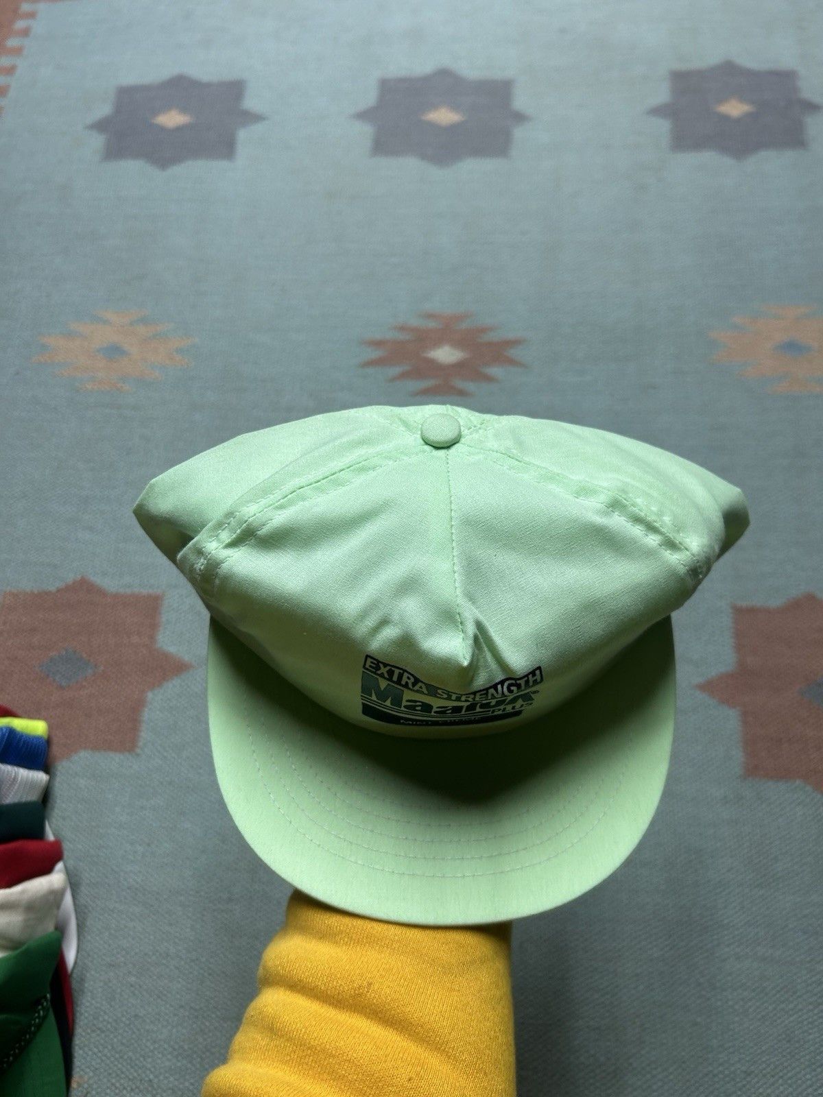 Vintage Vtg 90 SnapBack hat Maalox Plus mint creme green made in USA Size ONE SIZE - 3 Thumbnail